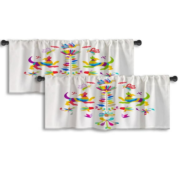 LALILO Kitchen Curtain Valance Watercolor Tribal Arrows Rod Pocket Window Curtain 52"x 18" Set of 2