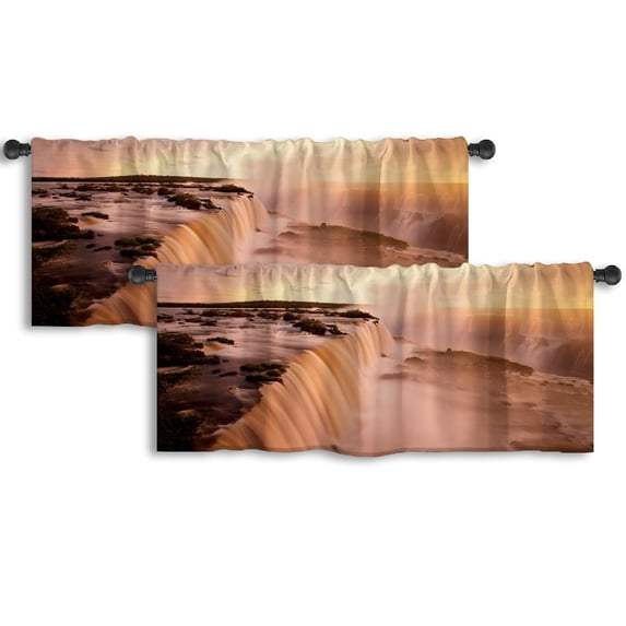 LALILO Kitchen Curtain Valance Waterfall National Park Rod Pocket Window Curtain 52"x 18" Set of 2
