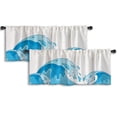 thumbnail image 1 of LALILO Kitchen Curtain Valance Waves Theme Cartoon Wave Rod Pocket Window Curtain 52"x 18" Set of 2, 1 of 5