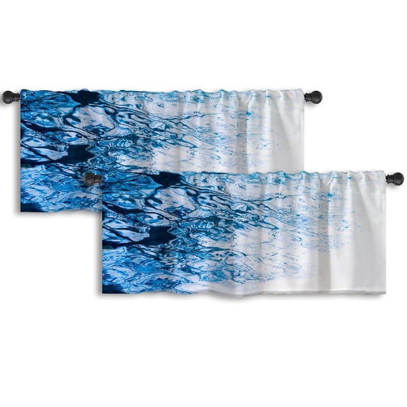 LALILO Kitchen Curtain Valance Waving Water Surface Trees And Rod Pocket Window Curtain 52"x 18" Set of 2