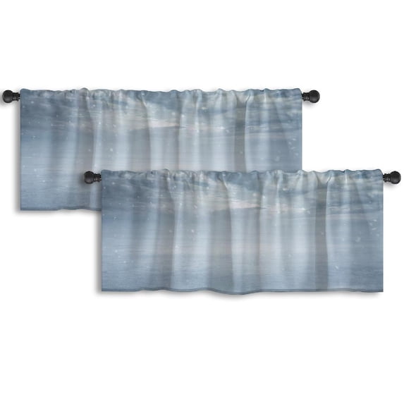 LALILO Kitchen Curtain Valance Winter Frozen Lake Rod Pocket Window Curtain 52"x 18" Set of 2