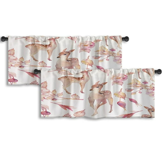 LALILO Kitchen Curtain Valance With Brush Strokes Memphis Rod Pocket Window Curtain 52"x 18" Set of 2