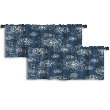 LALILO Kitchen Curtain Valance With Ornament Mandala Rod Pocket Window Curtain 52"x 18" Set of 2