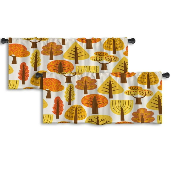 LALILO Kitchen Curtain Valance With Trees Autumn Tree Autumn Rod Pocket Window Curtain 52"x 18" Set of 2