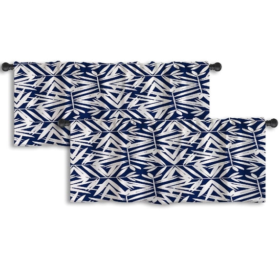 LALILO Kitchen Curtain Valance With Waves Water Sea Ocean Rod Pocket Window Curtain 52"x 18" Set of 2