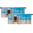 thumbnail image 1 of LALILO Kitchen Curtain Valance Woman Relax Beach Beach Relax Rod Pocket Window Curtain 52"x 18" Set of 2, 1 of 5