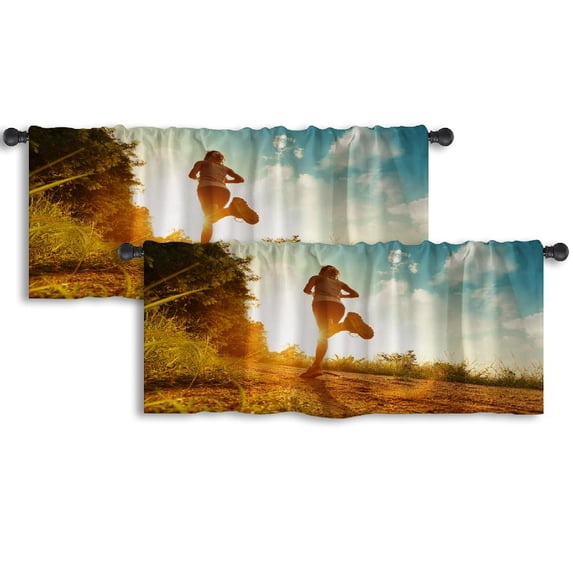 LALILO Kitchen Curtain Valance World Map Old Map Old Vintage Rod Pocket Window Curtain 52"x 18" Set of 2