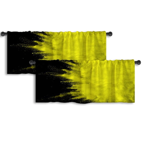 LALILO Kitchen Curtain Valance Yellow Dust Explosion Rod Pocket Window Curtain 52"x 18" Set of 2