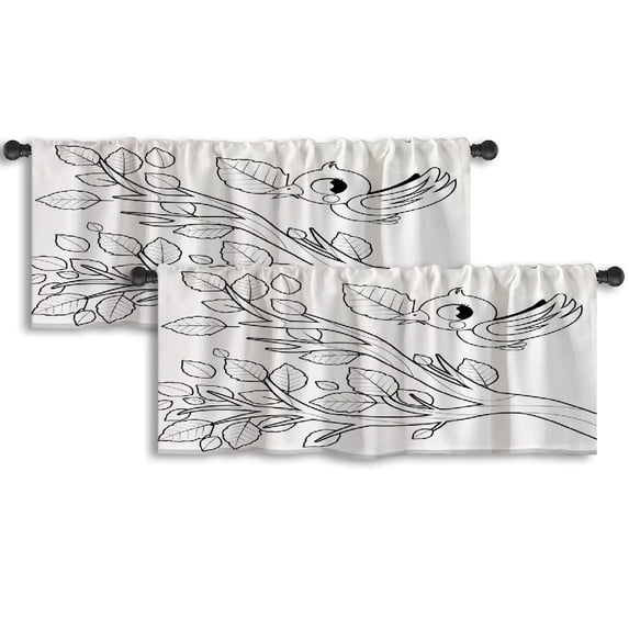 LALILO Kitchen Curtain Valance Yellow Sand Beach With White Rod Pocket Window Curtain 52"x 18" Set of 2
