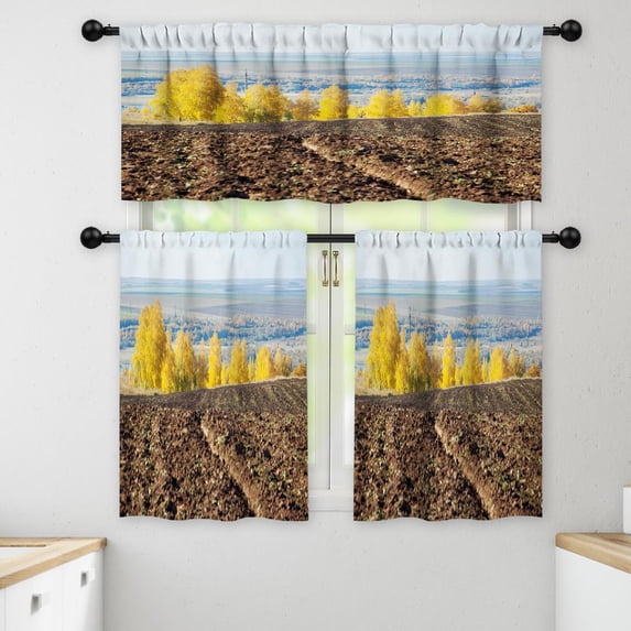 LALILO Kitchen Curtains and Valances Set of 3 36" Autumn Window Treatment Tiers for Window Decor