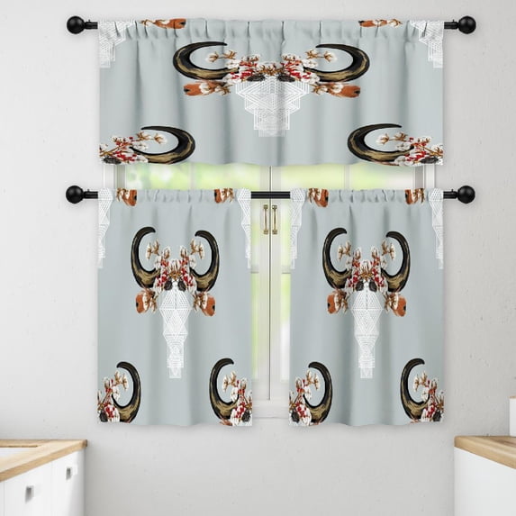 LALILO Kitchen Curtains and Valances Set of 3 36" Beautiful Window Treatment Tiers for Window Decor