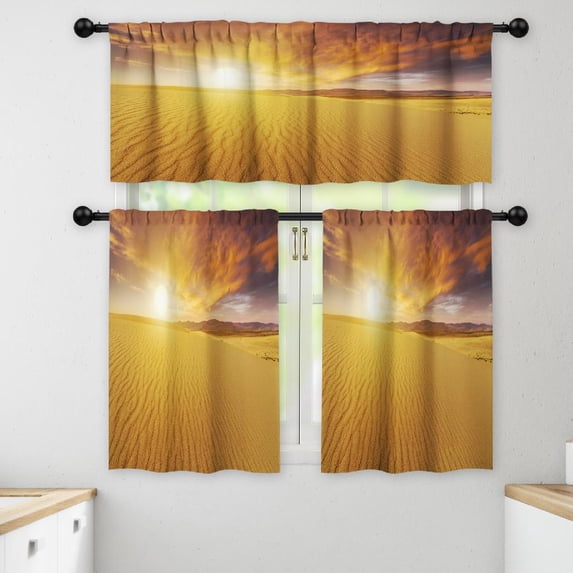LALILO Kitchen Curtains and Valances Set of 3 36" Beautiful Window Treatment Tiers for Window Decor