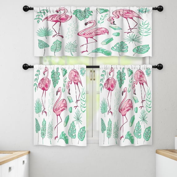 LALILO Kitchen Curtains and Valances Set of 3 36" Bright And Window Treatment Tiers for Window Decor