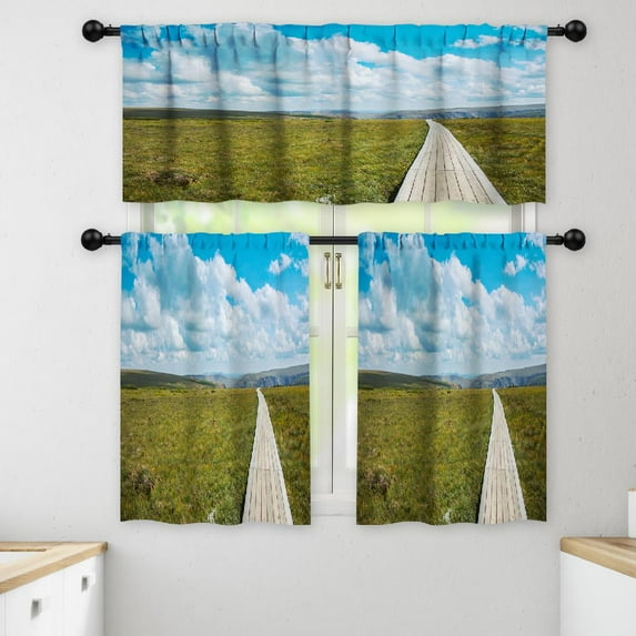 LALILO Kitchen Curtains and Valances Set of 3 36" Chic Window Treatment Tiers for Window Decor