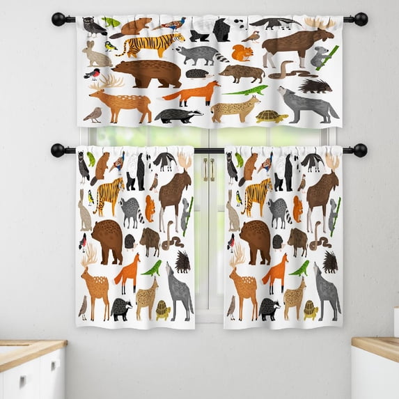 LALILO Kitchen Curtains and Valances Set of 3 36" Collection Window Treatment Tiers for Window Decor