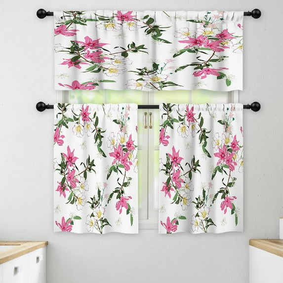 LALILO Kitchen Curtains and Valances Set of 3 36" Colorful Window Treatment Tiers for Window Decor