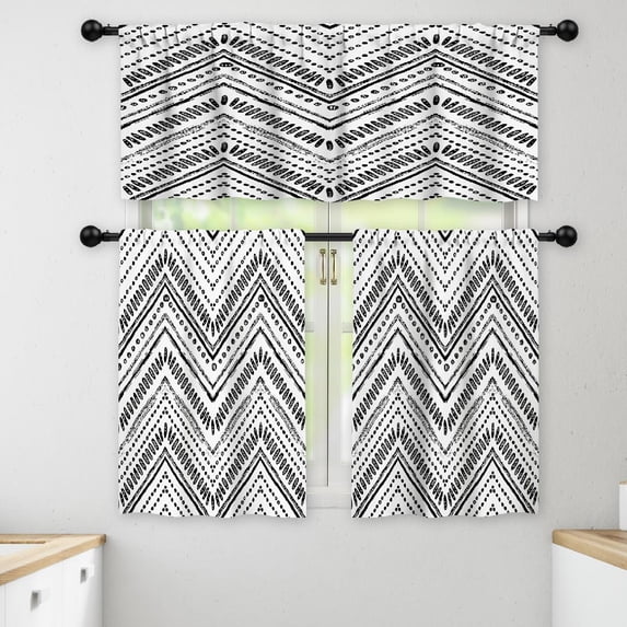 LALILO Kitchen Curtains and Valances Set of 3 36" Colorful Window Treatment Tiers for Window Decor