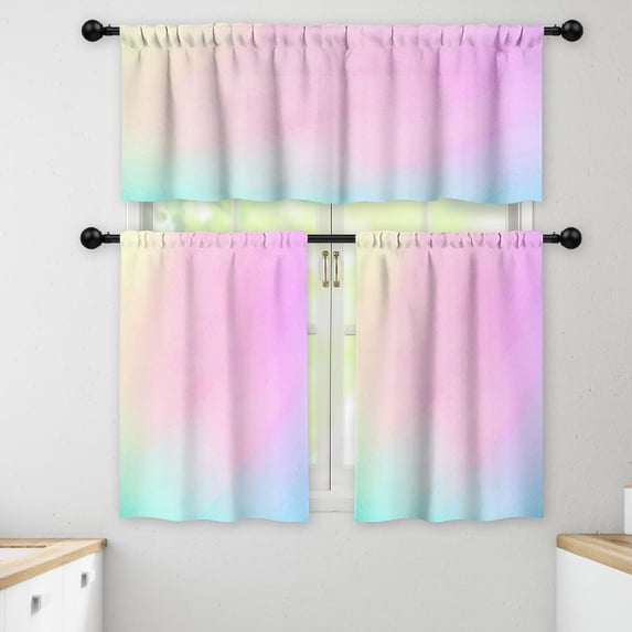 LALILO Kitchen Curtains and Valances Set of 3 36" Colorful Window Treatment Tiers for Window Decor