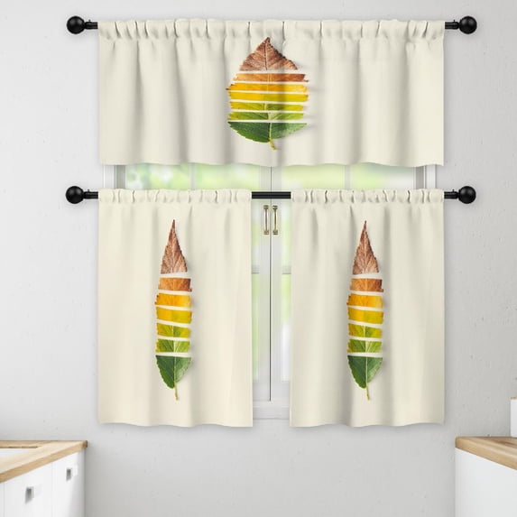 LALILO Kitchen Curtains and Valances Set of 3 36" Creative Window Treatment Tiers for Window Decor