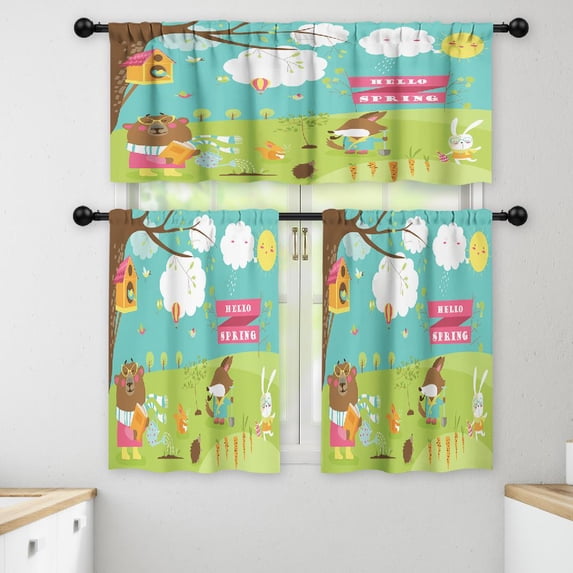 LALILO Kitchen Curtains and Valances Set of 3 36" Cute Window Treatment Tiers for Window Decor