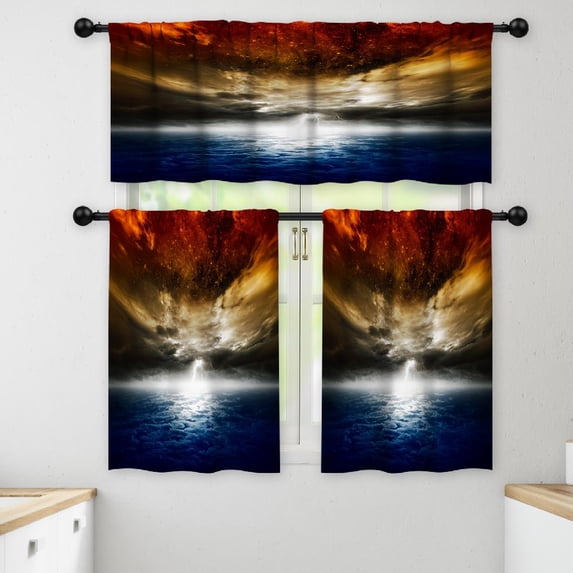 LALILO Kitchen Curtains and Valances Set of 3 36" Dramatic Window Treatment Tiers for Window Decor