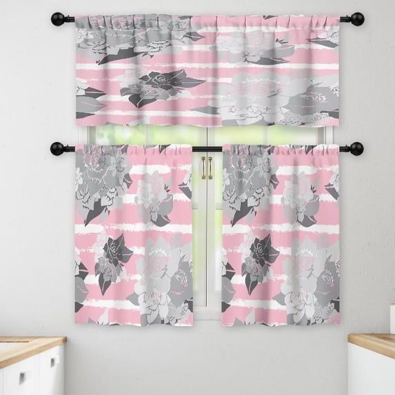 LALILO Kitchen Curtains and Valances Set of 3 36" Elegant Window Treatment Tiers for Window Decor