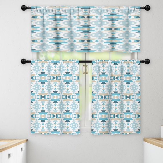 LALILO Kitchen Curtains and Valances Set of 3 36" Ethnic Window Treatment Tiers for Window Decor
