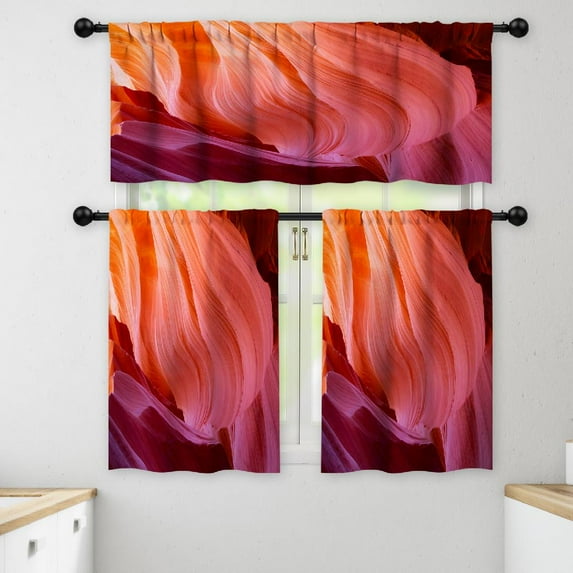 LALILO Kitchen Curtains and Valances Set of 3 36" Famous Window Treatment Tiers for Window Decor