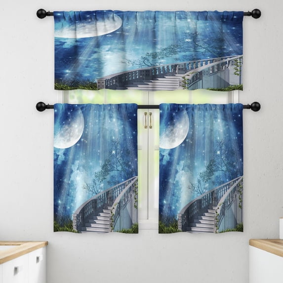 LALILO Kitchen Curtains and Valances Set of 3 36" Fantasy Window Treatment Tiers for Window Decor