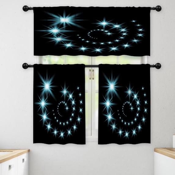 LALILO Kitchen Curtains and Valances Set of 3 36" Glittering Window Treatment Tiers for Window Decor