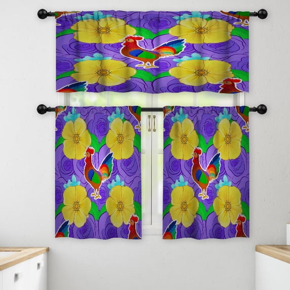 LALILO Kitchen Curtains and Valances Set of 3 36" Greeting Window Treatment Tiers for Window Decor