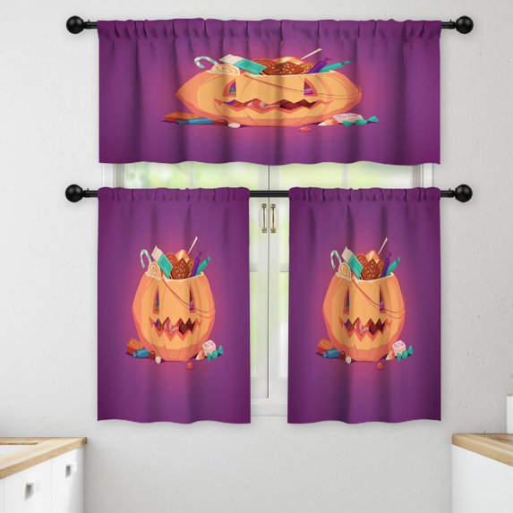 LALILO Kitchen Curtains and Valances Set of 3 36" Happy Window Treatment Tiers for Window Decor