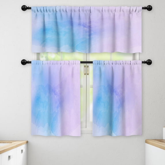 LALILO Kitchen Curtains and Valances Set of 3 36" Heaven Sky Window Treatment Tiers for Window Decor