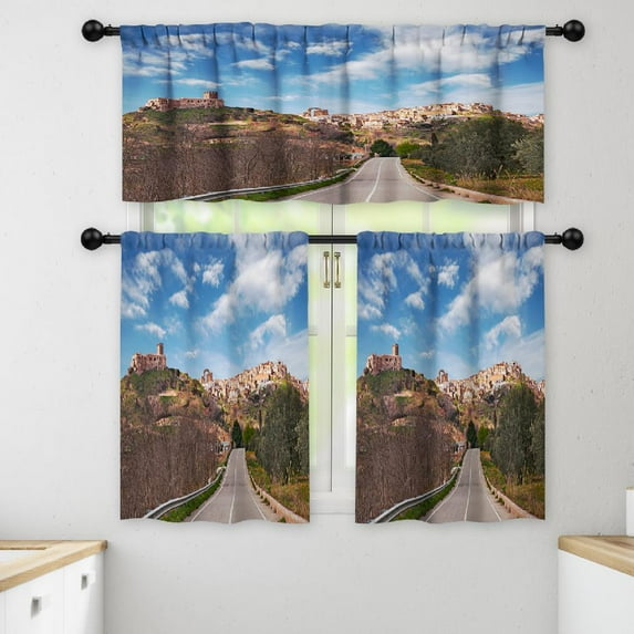 LALILO Kitchen Curtains and Valances Set of 3 36" Italy Window Treatment Tiers for Window Decor