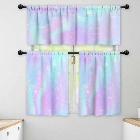 LALILO Kitchen Curtains and Valances Set of 3 36" Magic With Window Treatment Tiers for Window Decor