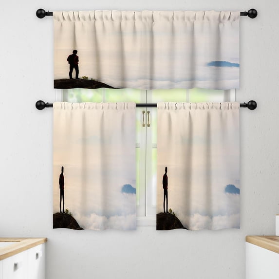 LALILO Kitchen Curtains and Valances Set of 3 36" Man Window Treatment Tiers for Window Decor