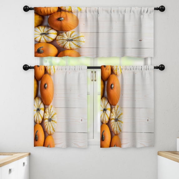 LALILO Kitchen Curtains and Valances Set of 3 36" Orange Window Treatment Tiers for Window Decor