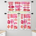 thumbnail image 1 of LALILO Kitchen Curtains and Valances Set of 3 36" Pink Window Treatment Tiers for Window Decor, 1 of 5