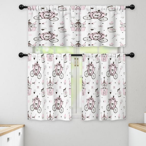 LALILO Kitchen Curtains and Valances Set of 3 36" Princess Window Treatment Tiers for Window Decor