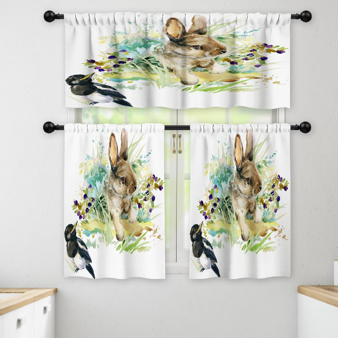 LALILO Kitchen Curtains and Valances Set of 3 36