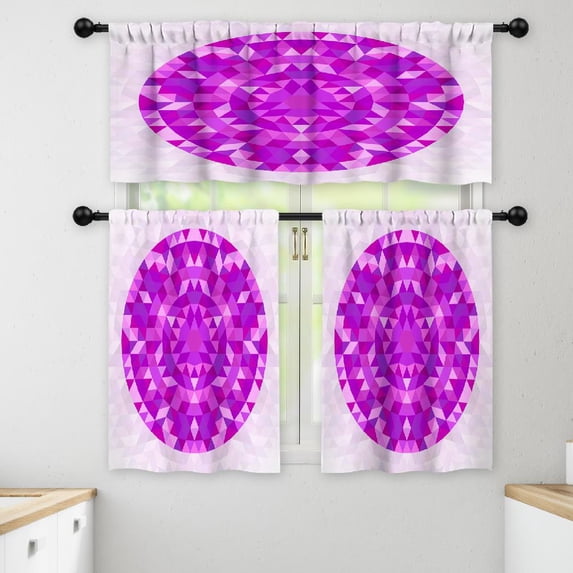 LALILO Kitchen Curtains and Valances Set of 3 36" Round Window Treatment Tiers for Window Decor