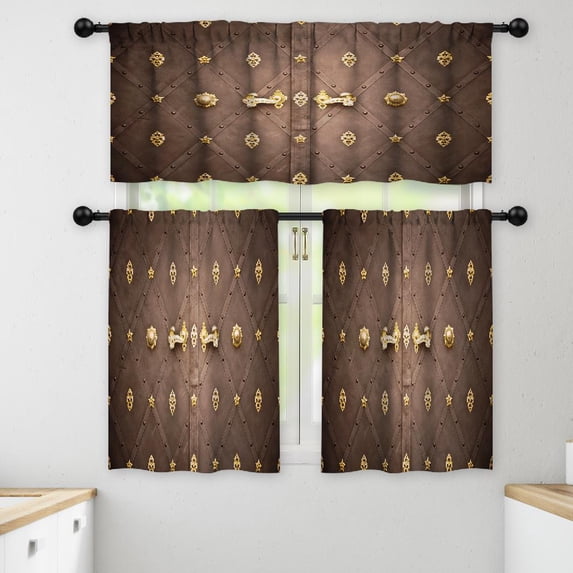LALILO Kitchen Curtains and Valances Set of 3 36" Royal Door Window Treatment Tiers for Window Decor