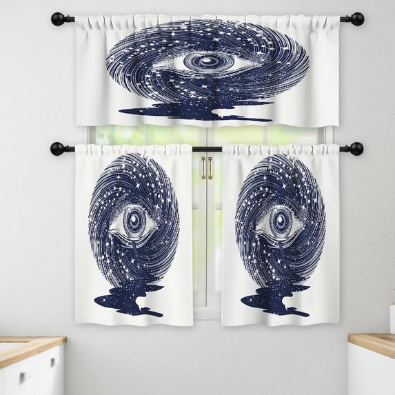 LALILO Kitchen Curtains and Valances Set of 3 36" Seeing Eye Window Treatment Tiers for Window Decor