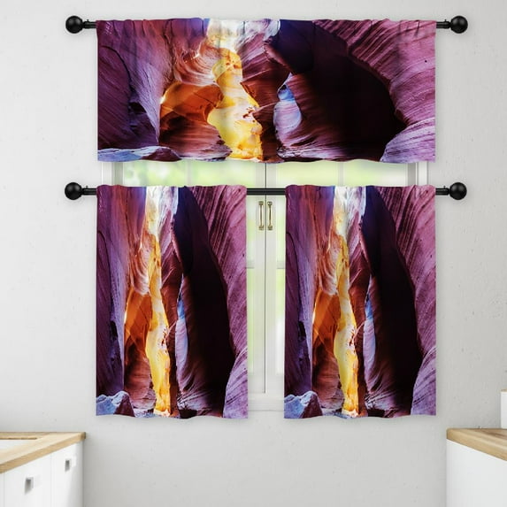 LALILO Kitchen Curtains and Valances Set of 3 36" Slot Window Treatment Tiers for Window Decor