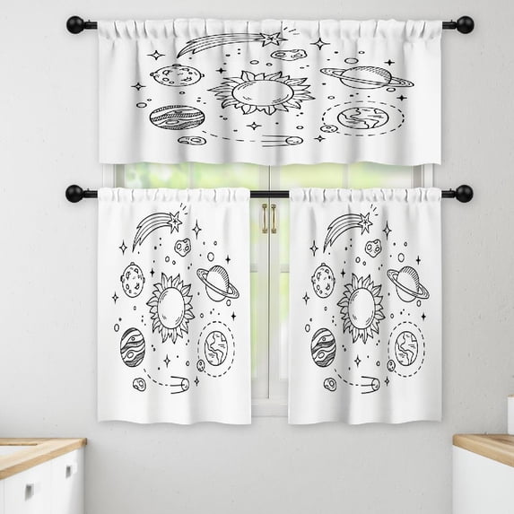 LALILO Kitchen Curtains and Valances Set of 3 36" Solar Window Treatment Tiers for Window Decor