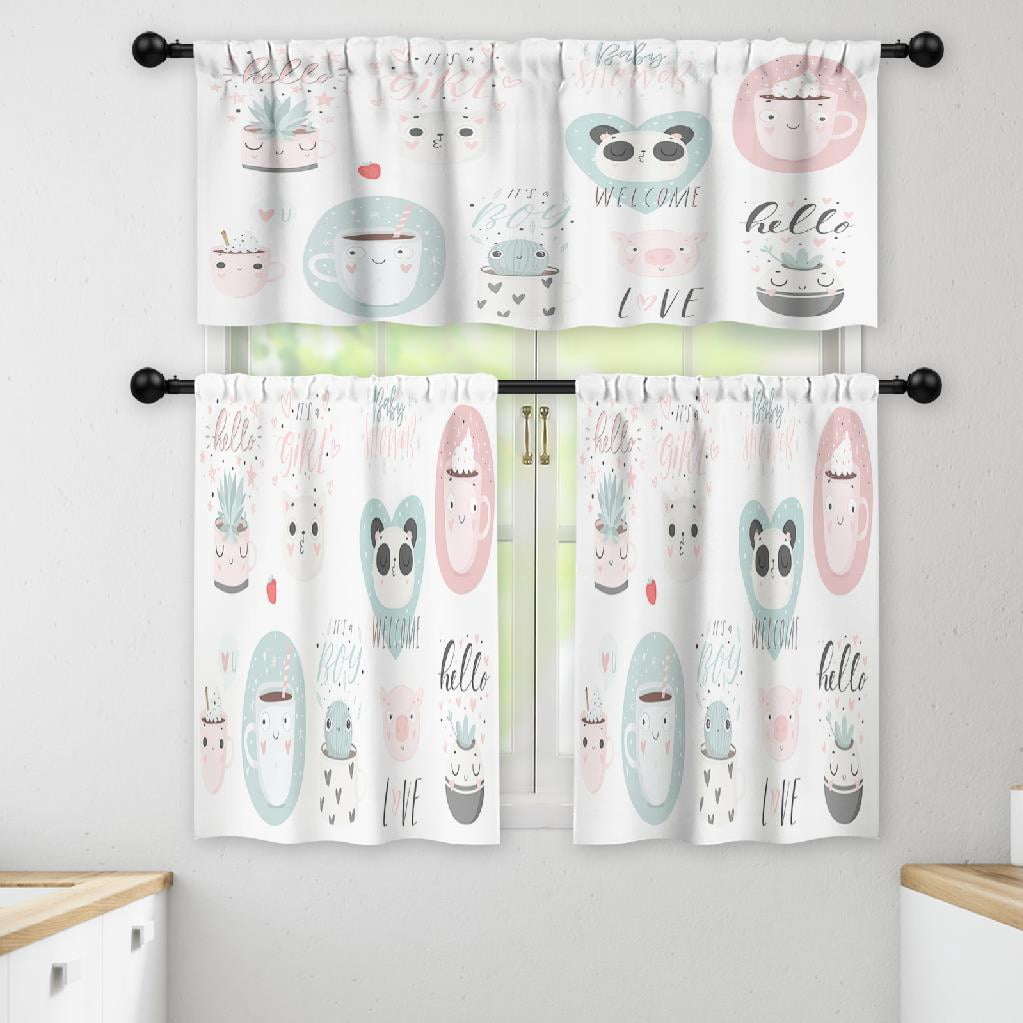 Window Curtains Sticker LALILO Kitchen Curtains and Valances Set of 3 36
