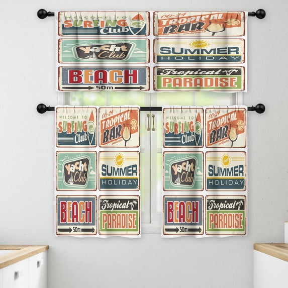 LALILO Kitchen Curtains and Valances Set of 3 36" Summer Window Treatment Tiers for Window Decor