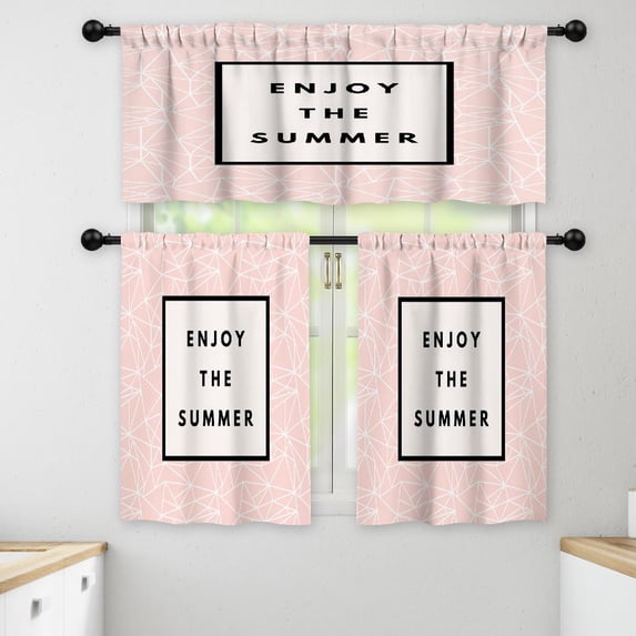 LALILO Kitchen Curtains and Valances Set of 3 36" Summer Window Treatment Tiers for Window Decor