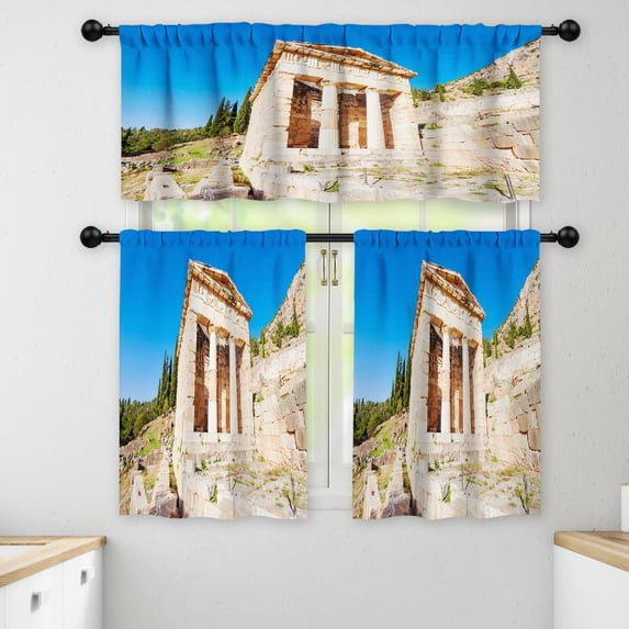 LALILO Kitchen Curtains and Valances Set of 3 36" Treasure Window Treatment Tiers for Window Decor