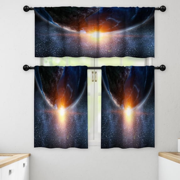 LALILO Kitchen Curtains and Valances Set of 3 36" Unique Window Treatment Tiers for Window Decor